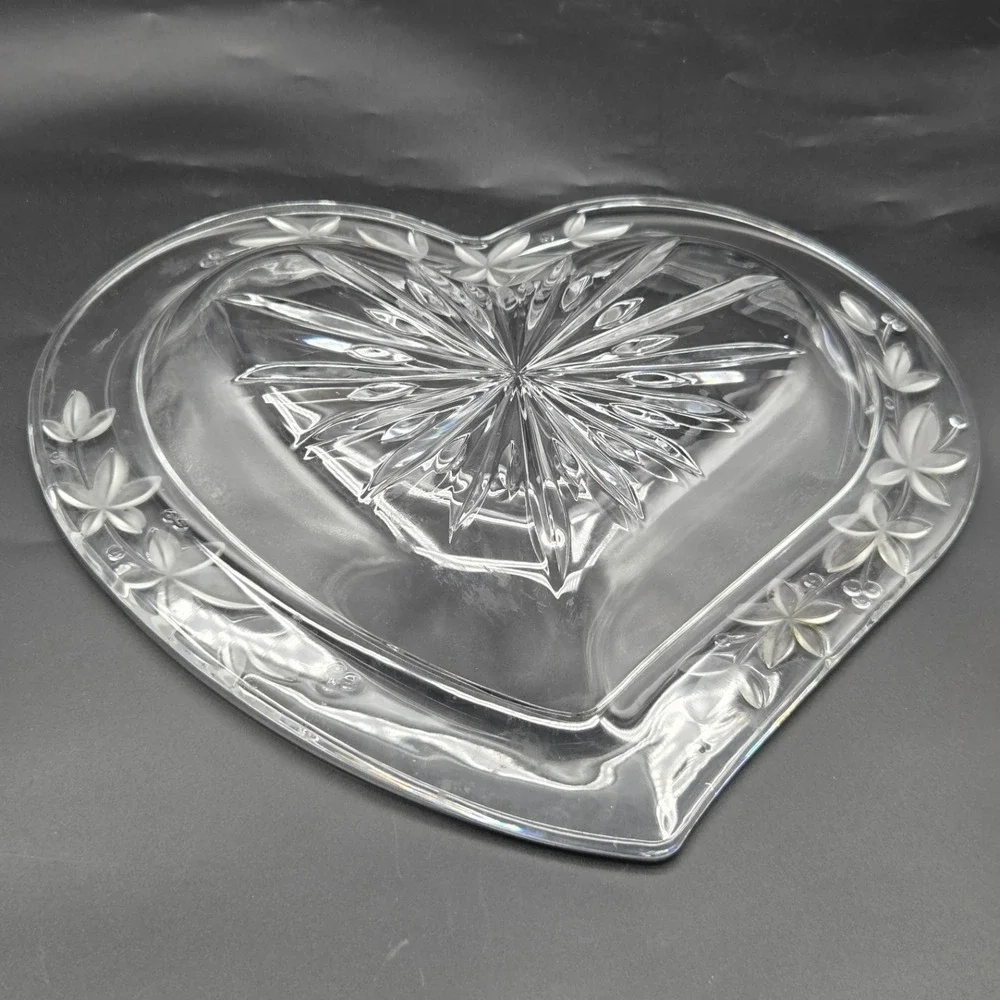 MIKASA Garden Terrace Heart Serving Platter ELEGANT Clear & Frosted Glass  13
